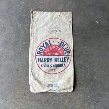 Vintage Royal Blue Harry Kelley Seed Sack Elgin & Aurora, IL 