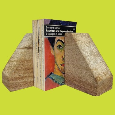 Vintage Sandstone Bookends Retro 1960s Mid Century Modern + Stone From the U.S. Capital Building + Set of 2 + Politcal + D.C. + Book Display 