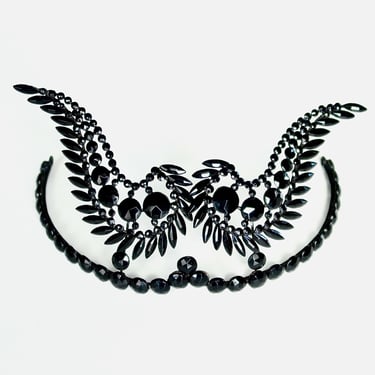 Victorian French Jet Tremblant Wings Tiara 