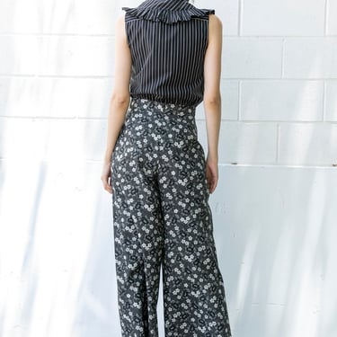GEOFFREY BEENE 90s Floral Dotted Wide Leg Pants