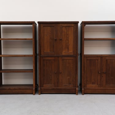 De Puydt Brutalist Oak Book Shelf with Lower Cabinet