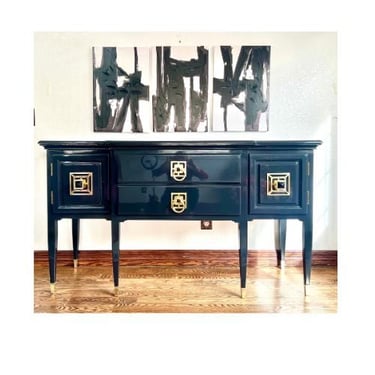 Black Buffet/Credenza/Sideboard/High Gloss/Vintage/Dining Room Storage 