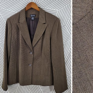 Vintage 90s Blazer Jacket size 14 Dark Academia career Brown Tweed tailored 