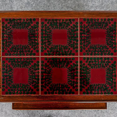 Danish Modern Rosewood & Tile Nesting Table - (322-019) 
