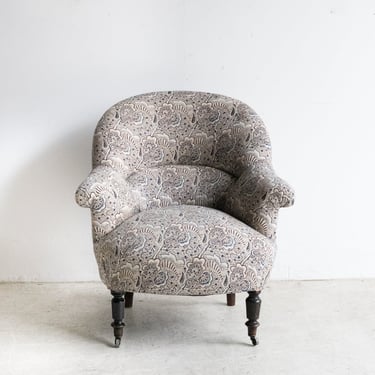 Vintage Block Print Crapaud Chair | Alexandra Indigo