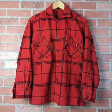 Vintage 80s Wool Plaid ORIGINAL Hunting / Work Shirt Jacket - Large 