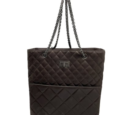 CHANEL CHANEL Brown Iridescent Quilted Calfskin Tall 2 Tote