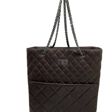 CHANEL CHANEL Brown Iridescent Quilted Calfskin Tall 2 Tote