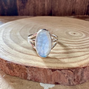 NARIA MOONSTONE Sterling Silver Ring | Handcrafted in India | Peace, Calmness, Stability | Size 11 