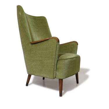 1960's Danish High-back Chair in Original Mohair