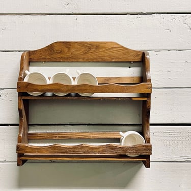 Small Wood Spice Rack | Wall Hung Wooden Rack Shelf Curio Display Plate Rack | Miniatures Farmhouse Rustic Small Shelf Shelves 
