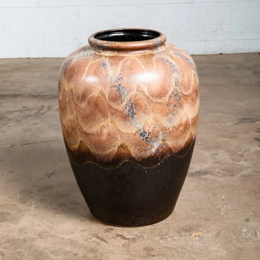 Mid Century Modern Art Pottery Vase Studio Ceramics Brown Tan Tall Signed