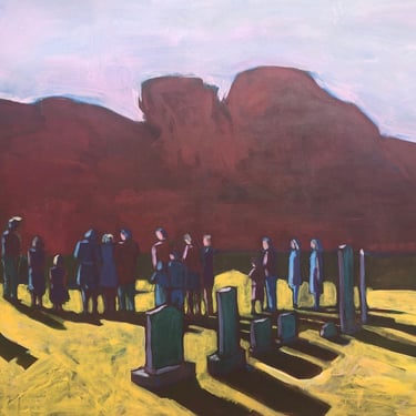 Family at cemetery  | Original Painting on Canvas, 40
