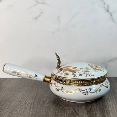 Vintage Silent Butler Crumb Catcher w/ Gold Leaf Design - Portable Individual Serving Dish 