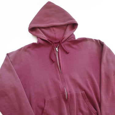 sunfaded hoodie / 70s sweatshirt / 1970s merlot sun faded distressed zip up hoodie sweatshirt Medium 