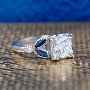 Diamond Ring with Sapphire Marquise c1950