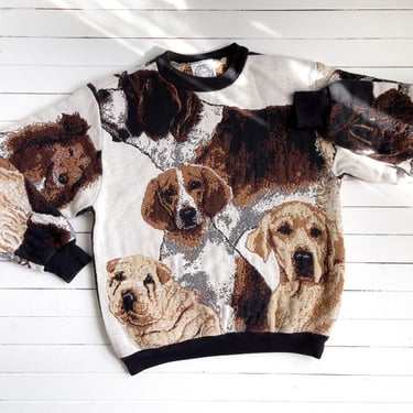 Sugar Street Weavers sweater 90s vintage dog breeds woven tapestry sweatshirt 