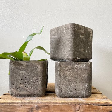 French Plant Pot | Small Square Cement Planter | Small Rustic Planter | German Planter | Plant Pot | Herb Pot | Herb Planter 