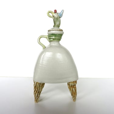 Vintage Gina Freuen Whimsical Ceramic Vessel, Pacific Northwest Ceramic Art Teapot Sculpture 
