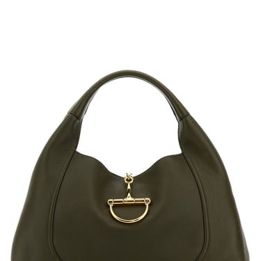 Gucci Women Olive Green Leather Large Gucci Softbit Shoulder Bag