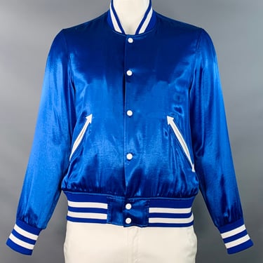 SHIPLEY and HALMOS Size L Blue White Contrast Trim Snaps Varsity Jacket