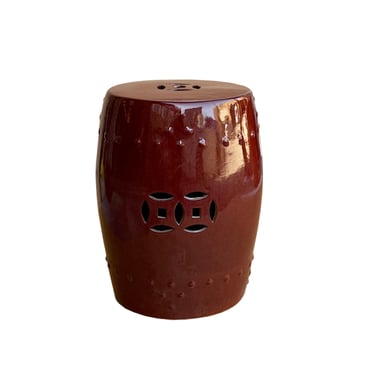 Oriental Double Coin Pattern Oxblood Red Porcelain Round Stool cs7561E 