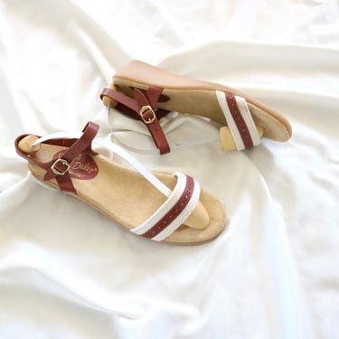 leather wedge sandals - 7.5/8 