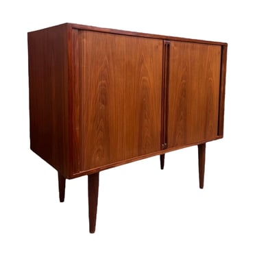 Free Shipping Within Continental US - Vintage Danish Mid Century Modern Tambour Door Record Cabinet or Credenza 1960s Imported 