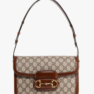 Gucci Woman Horsebit 1955 Woman Brown Shoulder Bags