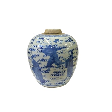 Oriental Handpaint 8 Immortals Small Blue White Porcelain Ginger Jar ws2312E 