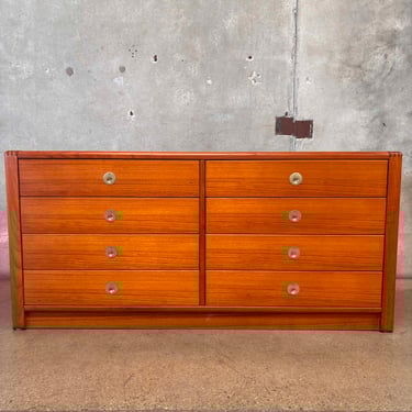 D Scan Captain Line Mid Century Danish Teak & Brass Long Dresser