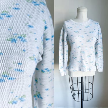 Vintage Floral Waffle Knit Thermal Top / S 