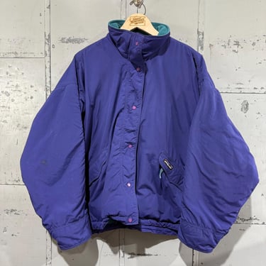 Vintage Patagonia Women's Jacket Retro Fleece-Lined Nylon Coat Snap buttons 