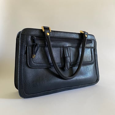 vintage faux leather top handle bag 