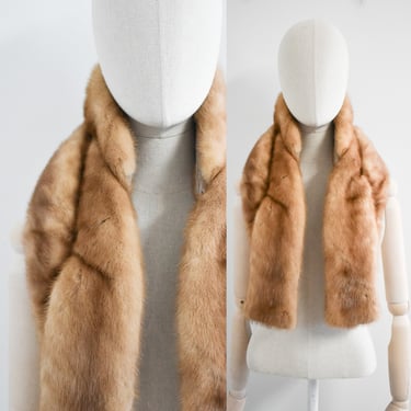 1940s/50s Mink Fur Stole with Removable Small Collar 