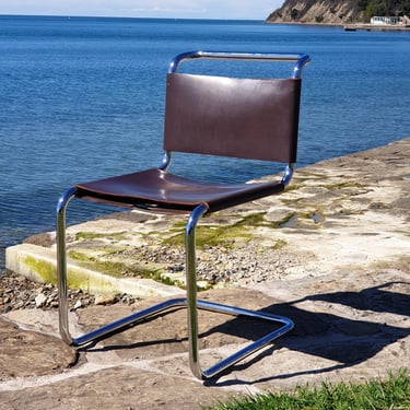 Set of 4 original Gavina chairs / leather chairs/ tubular chairs / 70s / S33 / design by Mart Stam / cantilever 