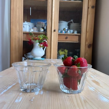 Beautiful vintage French set of 2 glass jam jars- 2JJ 