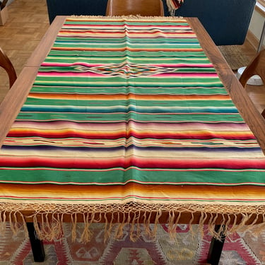 Large Vintage Mexican Saltillo Serape Table Runner Textile 
