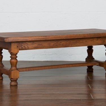 Vintage French Country Oak Trestle Coffee Table 