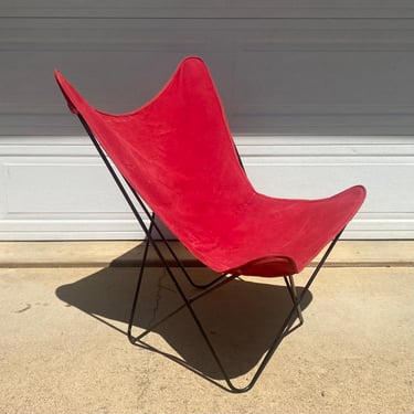 BKF Hardoy Butterfly Chairs for Knoll in Red Canvas 