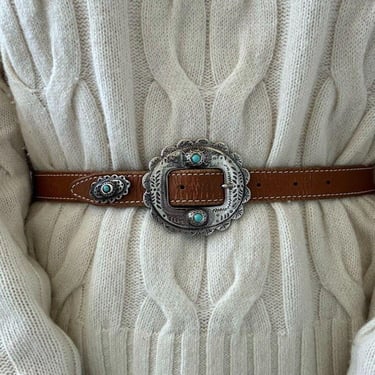 Vintage Avignon Womens Brown Leather Western Rodeo Made in France Belt Sz S 