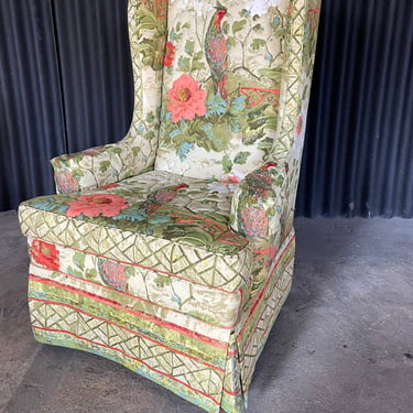 Ethan Allen Bird of Paradise Floral Wingback Chair 