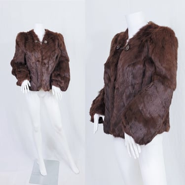 1940's Chubby Brown Chevron Stripe Fur Coat I Jacket i Hollywood Glamour I Sz Med 