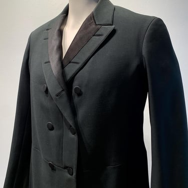 1900's Vintage Morning Frock Coat - Fine Black Wool - Fully Lined - Notched Lapels - Double Breasted with Split Tails - Men's 38 Regular 