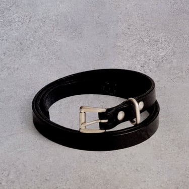 Yoko Sakamoto Standard Slim Belt, Black with Silver