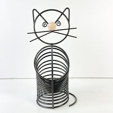 Mid Century Vintage Metal Cat Letter Holder  Mail Paper Organizer Coiled Mcm