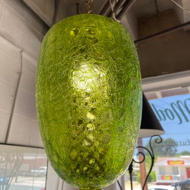 Mid Century Crackled Glass Swag Lamp