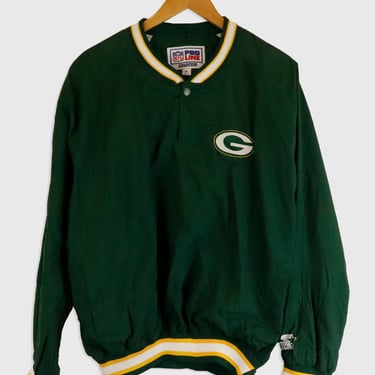 Vintage NFL Green Bay Packers Quarter Button Up Side Zip Pullover Jacket Sz M