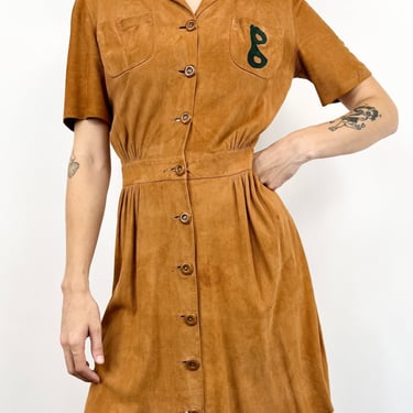 The Bees Knees 1940s Suede Dress