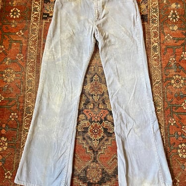Vintage 70s Light Blue Corduroy Flared Pants Mr Leggs by TimeBa